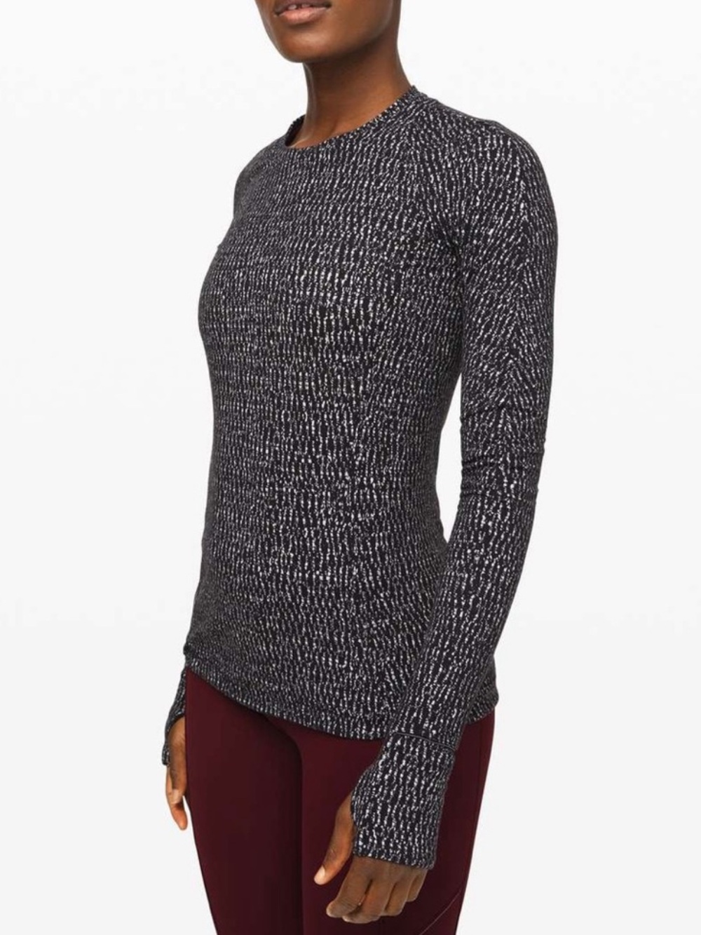 Lululemon Runderful Long Sleeve (Knotted Jacquard Black White)